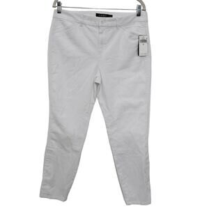 Lauren Ralph Lauren Black Label White Chino Moto Twill Skinny Pants Women Sz 12